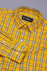 Lemon Yellow with Blue Poplin Check Shirt