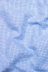 Light Blue Small Check Jacquard Cotton Shirt