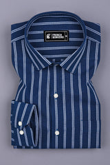 Pantone Blue With White Jacquard Stripe Shirt