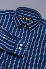 Pantone Blue With White Jacquard Stripe Shirt