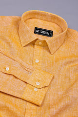 Yellow Linen Cotton Solid Shirt