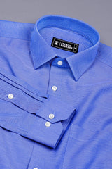 Blue Dobby Texture Cotton Shirt