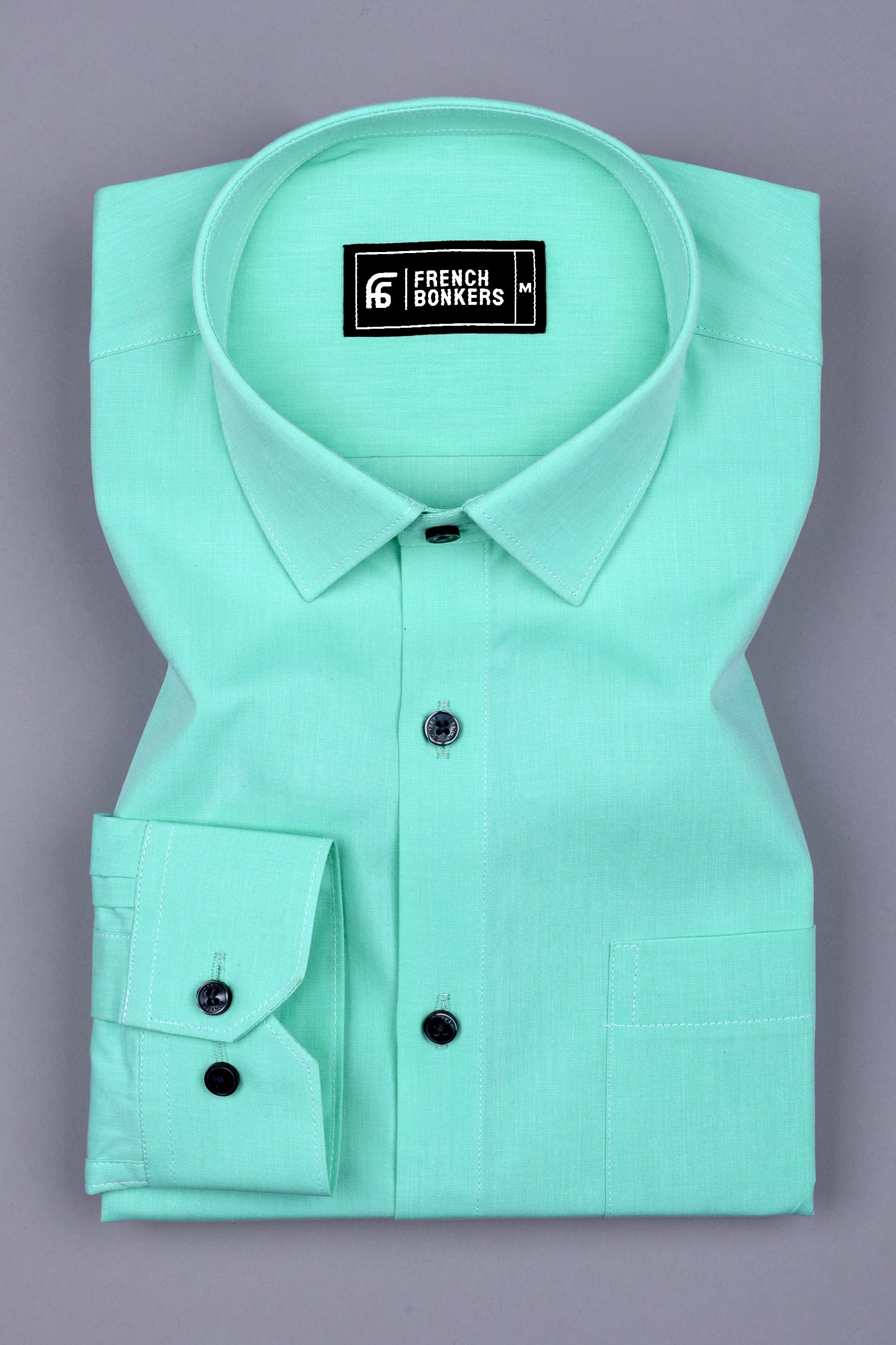 Mint Green Solid Cotton Shirt – Hamercop