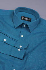 Royal Blue Houndstooth Cotton Shirt