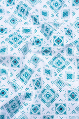 White With Blue Square Printed Shirt