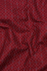 Maroon With White And Black Printed Shirt
