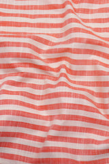 Neon Orange with Cream Striped Cotton Shirt