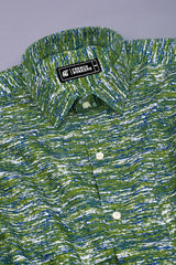 Safari Green Random Sprinkle Printed Cotton Shirt
