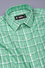Zesta Green Windowpane Cotton Check Shirt