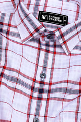 Caramine White with Red Windowpane Check Shirt