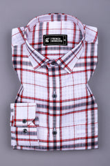 Caramine White with Red Windowpane Check Shirt
