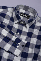 Metrix Blue Twill Texture Cotton Check Shirt