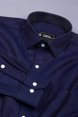 Horizone Blue Twill Texture Solid Cotton Shirt