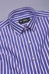 Storme Blue with White Vintage Stripe Shirt