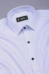 Twilight Drizzle White with Blue Printed Cotton Shirt