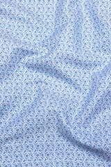Zentrix Skyblue and White Geometric Print Cotton Shirt