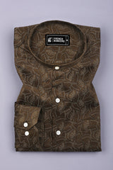 Clyven Mehndi Leaf Print Cotton Shirt