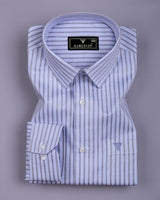 Walen Blue With Gray Stripe Premium Giza Shirt