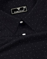 Orsen Black With White Dotted Dobby Cotton Shirt