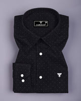 Orsen Black With White Dotted Dobby Cotton Shirt
