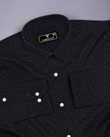 Orsen Black With White Dotted Dobby Cotton Shirt