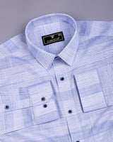 Nivor Blue With White Weft Stripe Amsler Linen Shirt