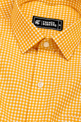 Bravixo Yellow and White Grid Cotton Shirt