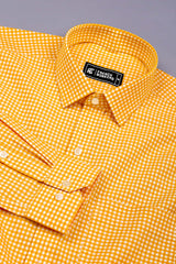 Bravixo Yellow and White Grid Cotton Shirt