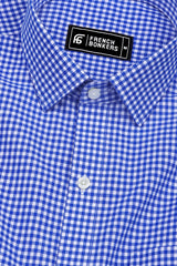 Bravixo Blue and White Grid Cotton Shirt