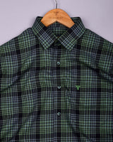 Delton Green With Black Plaid Flannel Check Cotton Shirt