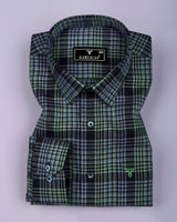 Delton Green With Black Plaid Flannel Check Cotton Shirt