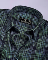 Delton Green With Black Plaid Flannel Check Cotton Shirt
