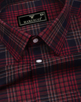 Delton Red With Black Plaid Flannel Check Cotton Shirt