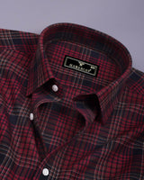 Delton Red With Black Plaid Flannel Check Cotton Shirt