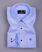 Kavor Blue With White Stripe Premium Giza Shirt