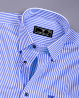 Kavor Blue With White Stripe Premium Giza Shirt