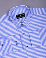 Kavor Blue With White Stripe Premium Giza Shirt