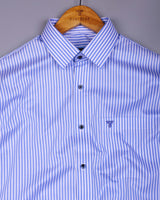 Kavor Blue With White Stripe Premium Giza Shirt
