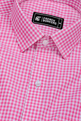 Bravixo Pink and White Grid Cotton Shirt