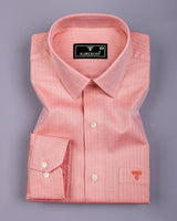 Pestry Peach Orange With White Stripe Premium Giza Shirt