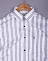 Lavin Gray With White Stripe Premium Giza Shirt