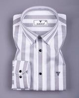 Lavin Gray With White Stripe Premium Giza Shirt