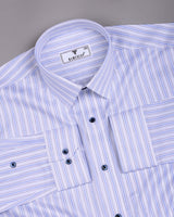 Evian Blue With White Stripe Premium Giza Shirt