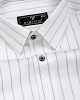 Havor White With Gray Dobby Stripe Shirt