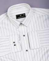 Havor White With Gray Dobby Stripe Shirt