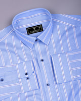 Otis Blue With White Stripe Premium Cotton Shirt