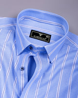 Otis Blue With White Stripe Premium Cotton Shirt