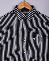 Kovan Black With White Stripe Premium Giza Shirt