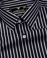 Kovan Black With White Stripe Premium Giza Shirt