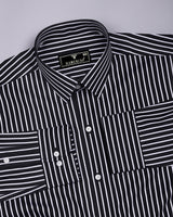 Kovan Black With White Stripe Premium Giza Shirt
